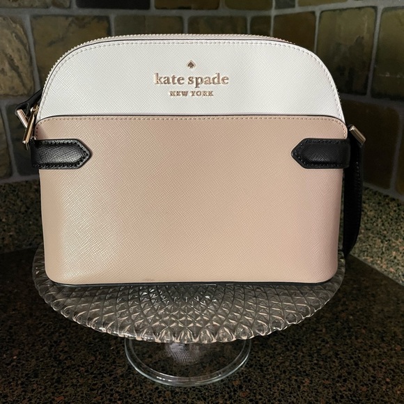 🎉SOLD🎉Kate Spade STACI COLORBLOCK Dome Crossbody Handbag Warm Beige Multi - Picture 11 of 13